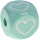 Cubos em verde menta com letras em relevo, de 10 mm – Imagens : coração
