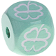 Cubos em verde menta com letras em relevo, de 10 mm – Imagens : Cloverleaf