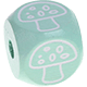 Cubes Lettres Gravées Menthe, 10 mm – Dessins : champignon