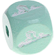 Cubos em verde menta com letras em relevo, de 10 mm – Imagens : cegonha