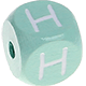 Cubos con letras en relieve de 10 mm en color menta : H