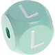 Cubos con letras en relieve de 10 mm en color menta : L
