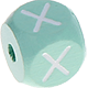 Cubos con letras en relieve de 10 mm en color menta : X