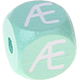 Cubos con letras en relieve de 10 mm en color menta : Æ