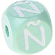Mintgröna präglade bokstavstärningar 10 mm – spanska : Ñ