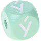 Cubos em verde menta com letras em relevo, de 10 mm – Checo : Ý