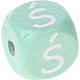 Cubos em verde menta com letras em relevo, de 10 mm – Polaco : Ś