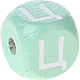Cubos em verde menta com letras em relevo, de 10 mm – Russo : Ц