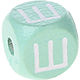 Cubos em verde menta com letras em relevo, de 10 mm – Russo : Ш