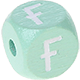 Cubos em verde menta com letras em relevo, de 10 mm – Cazaque : Ғ