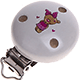 Clip met motief Teddy : lichtgrijs - donker roze