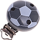 Clip bois pour attache tétine – ballon de football : gris