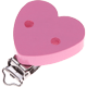 Clip bois pour attache tétine – en forme de cœur : rose bébé