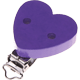 Clip bois pour attache tétine – en forme de cœur : bleu violet