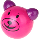 Perles avec motifs – ours 3D : rose foncé