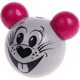 Koraliki z motywem Mysz 3D : jasny szary - ciemno różowy