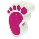 Perles avec motifs – pied de bébé : blanc - rose foncé