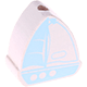 Korálek s motivem – Tvar člun : bílá - světlomodrá