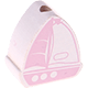 Motivpärla – båt : vit - rosa