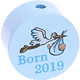 Motivpärla – "Born 2019" : babyblå
