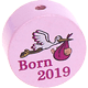 Motivpärla – "Born 2019" : rosa