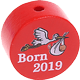 Motivpärla – "Born 2019" : röd