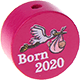 motif bead – "born 2020" : fuchsia