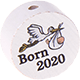 motif bead – "born 2020" : white - black