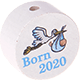 motif bead – "born 2020" : white - skyblue