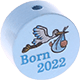 Motivpärla – "Born 2022" : babyblå