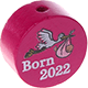 motif bead – "born 2022" : fuchsia