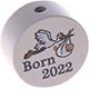 Motivpärla – "Born 2022" : ljusgrå
