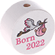 Motivpärla – "Born 2022" : vit - babyrosa