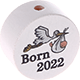 Kraal met motief "Born 2022" : wit - zwart