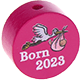 motif bead – "born 2023" : fuchsia