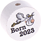 motif bead – "born 2023" : white