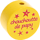 Motivpärla – "chouchou/chouchoutte de papy" : gul
