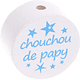 Koraliki z motywem "chouchou/chouchoutte de papy" : biały - błękitny
