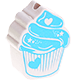 Perles avec motifs – cupcake : blanc - turquoise clair