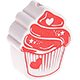 Motivpärla – muffin : vit - röd