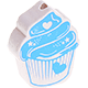 Motivperle – Cupcake : weiß - skyblau