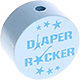 Motivpärla – "diaper rocker" : babyblå