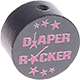 Koraliki z motywem "diaper rocker" : szary - dziecko różowy