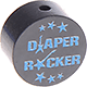 Motivpärla – "diaper rocker" : grå - himmelsblå