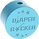 Kraal met motief "diaper rocker" : lichtturkoois