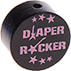 Motivperle – "diaper rocker" (Englisch) : schwarz - babyrosa