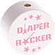 Motivperle – "diaper rocker" (Englisch) : weiß - babyrosa