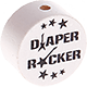 Motivperle – "diaper rocker" (Englisch) : weiß - schwarz