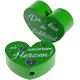 Perlina a forma di cuore con motivo "Du bist der Schlüssel … zu unserem Herzen" : verde