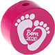 Motivperle Babyfüße – "Born 2020" : dunkelpink